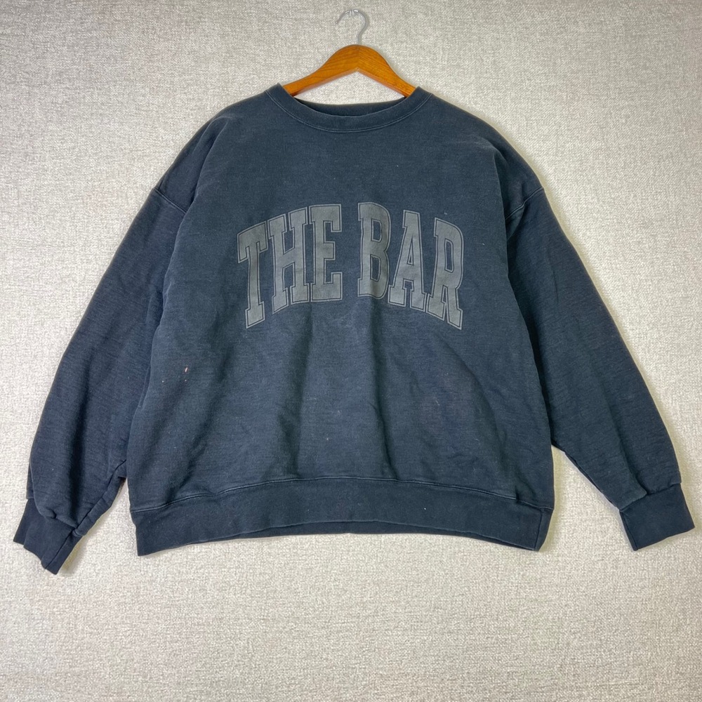 The Bar Black Graphic Logo Crewneck Sweatshirt XL Oversized Streetwear Pullover